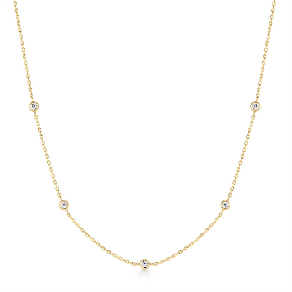 Ania Haie Gold Classic Bezel-Set Station Necklace