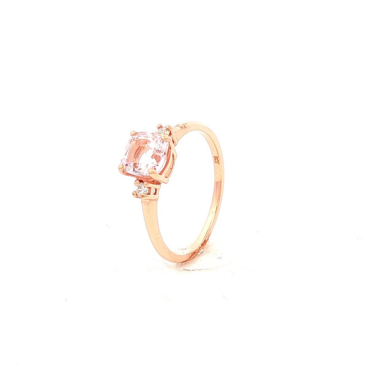 Cushion Cut Morganite and Diamond Ring in Rose Gold