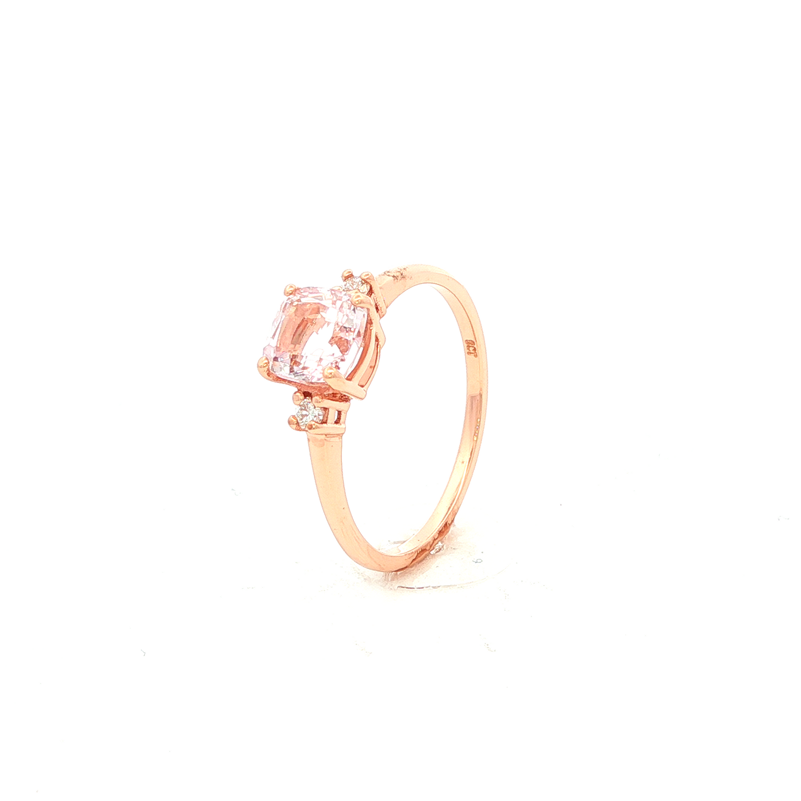 Cushion Cut Morganite and Diamond Ring in Rose Gold