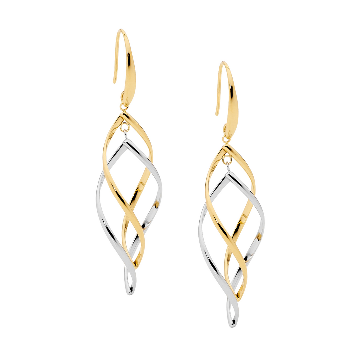 Ellani Two Tone Twist Drop Earrings