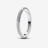 Texture sterling silver ring with clear cubic zirconia