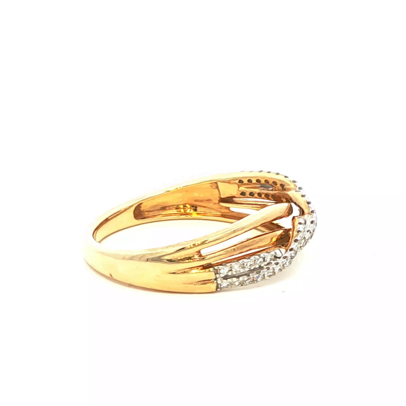 Yellow Gold Band Ring with Brilliant Cut Diamonds