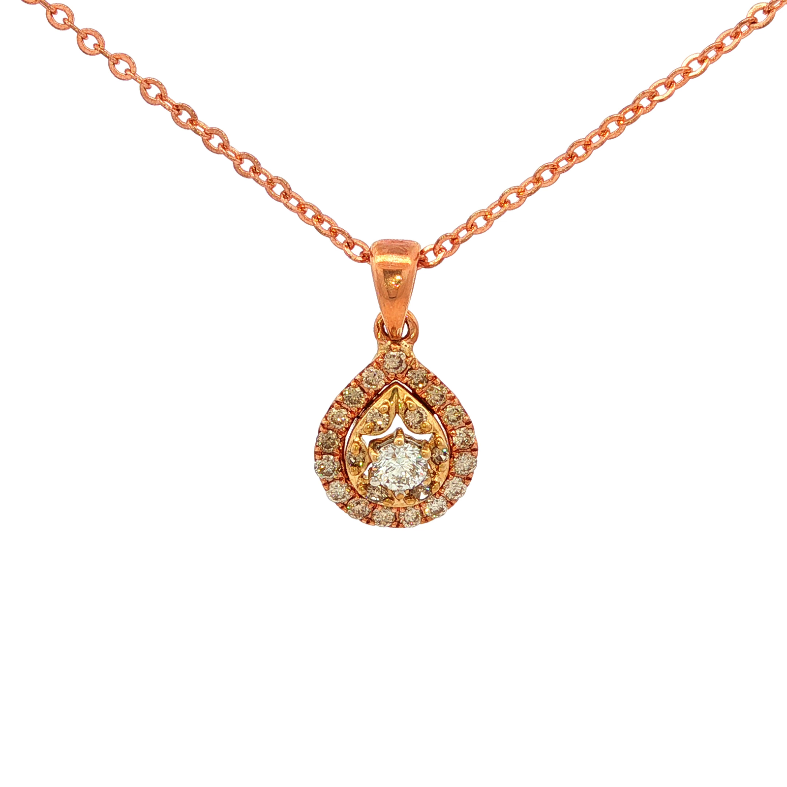 Dreamtime Maali Diamond Double Halo Pear Pendant in Rose Gold