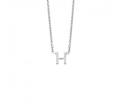 Sterling Silver Necklace With Initial Pendant H