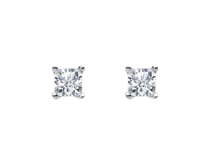 Ellani Sterling Silver Square Cubic Zirconia Stud Earrings