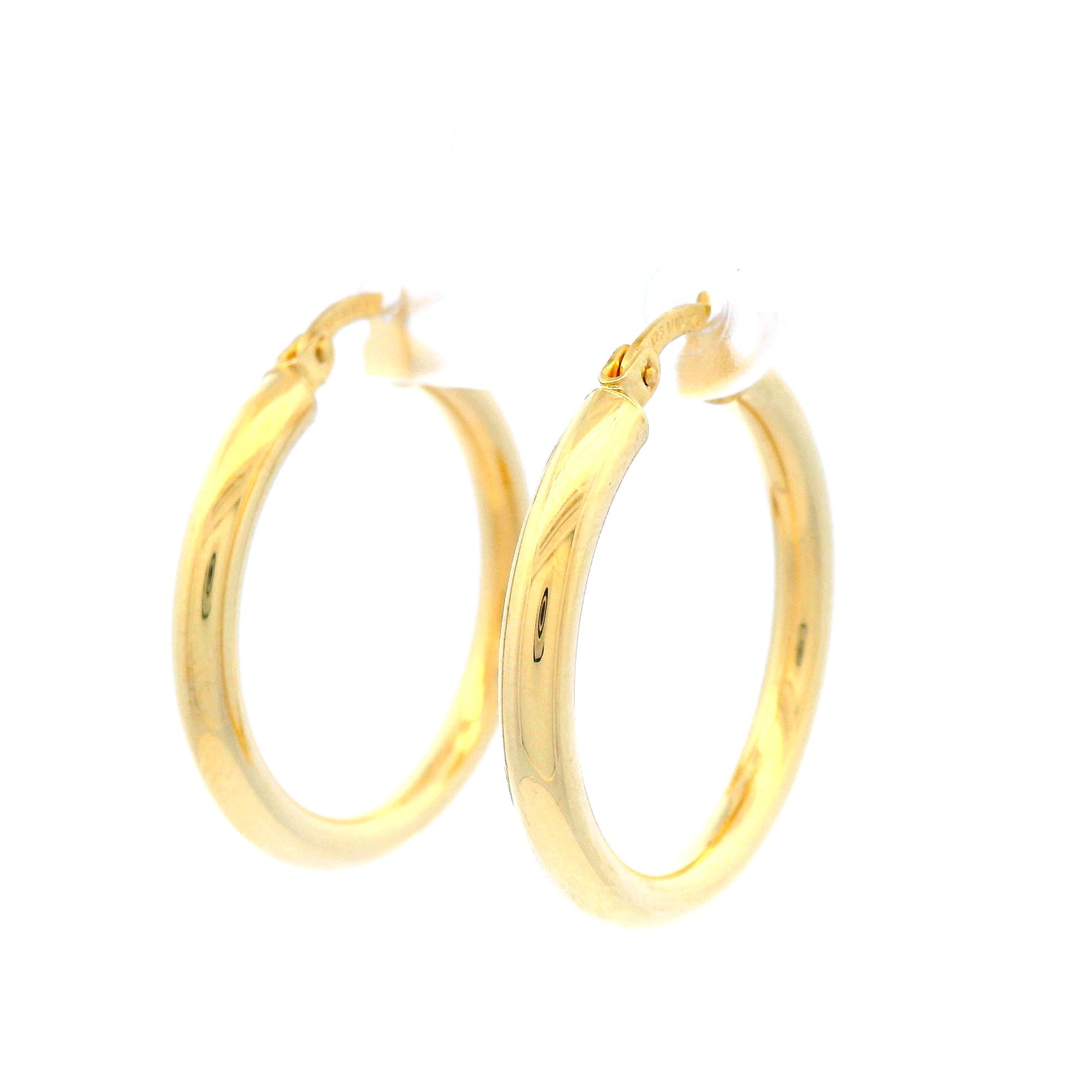 20mm Plain Hoop Earrings in Yellow Gold