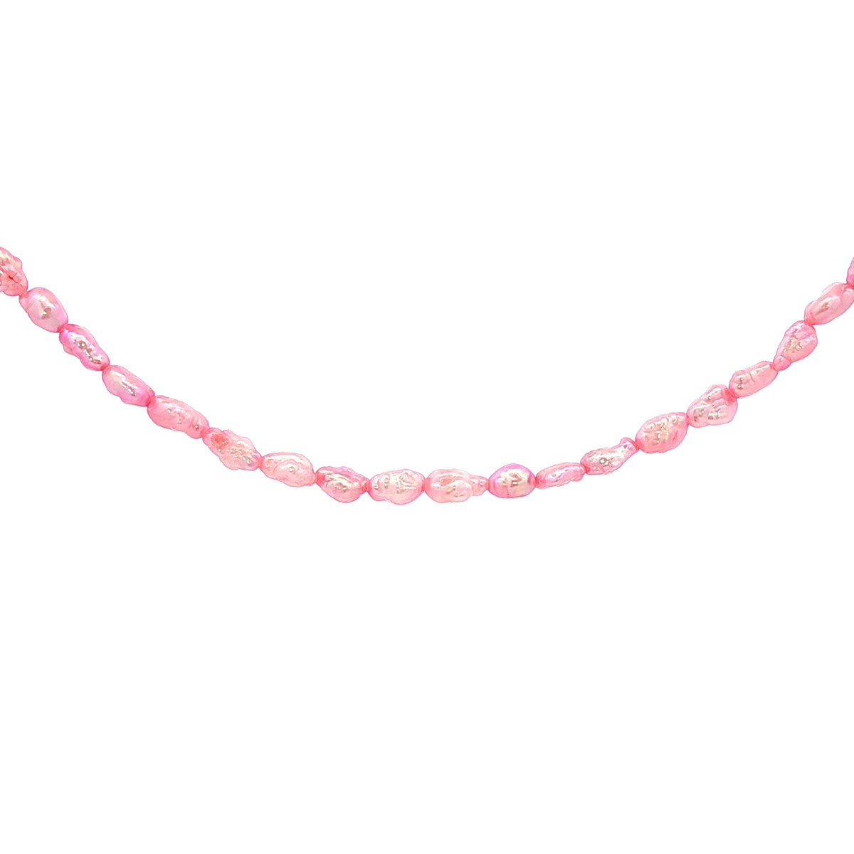 Freshwater Rice Pink Pearl Strand with Silver Plated Filigree Catch
