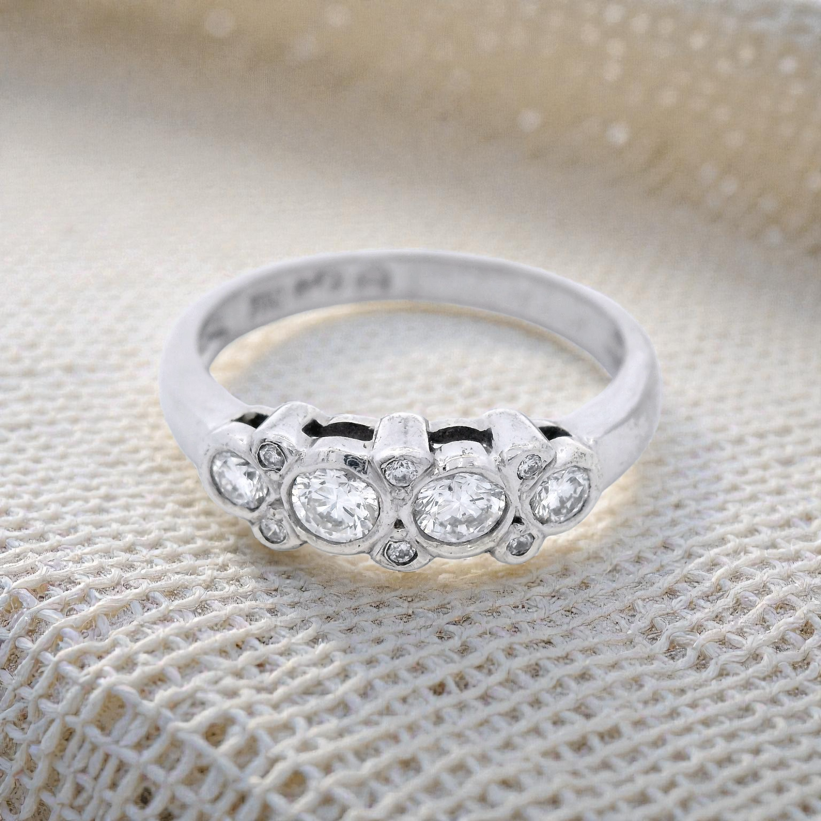 Diamond Bezel Set Dress Ring in White Gold
