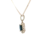 Blue Sapphire and Diamond Pendant in White Gold
