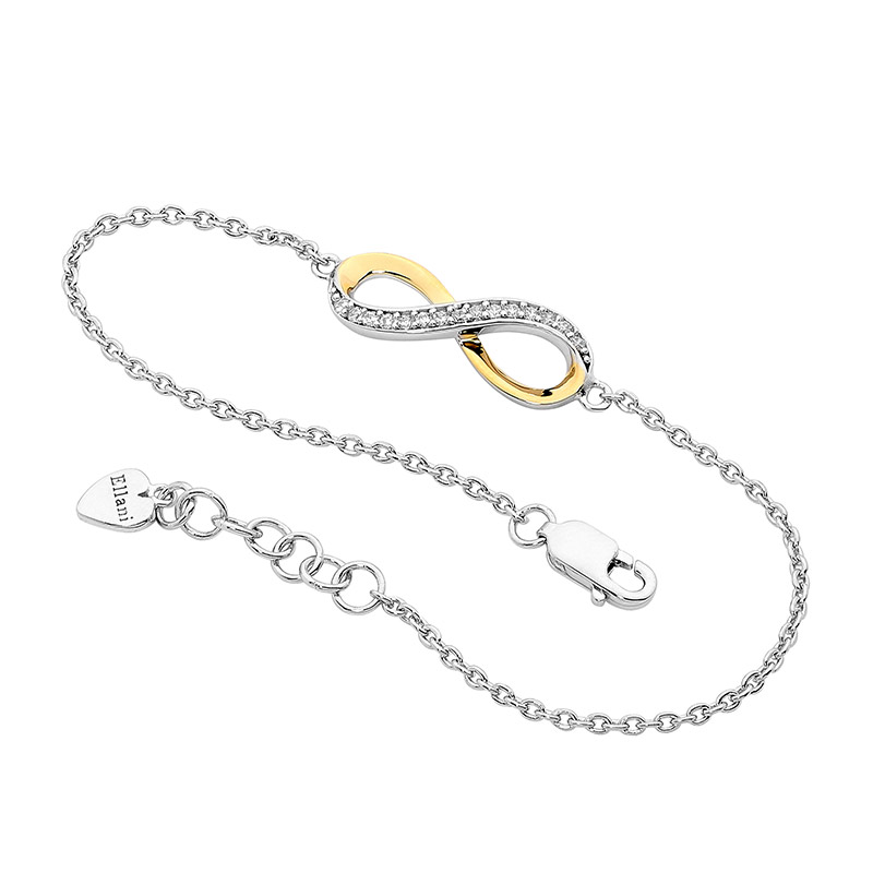 Ellani S/S HALF SLIDE WH CZ INFINITY B/LET w/GP