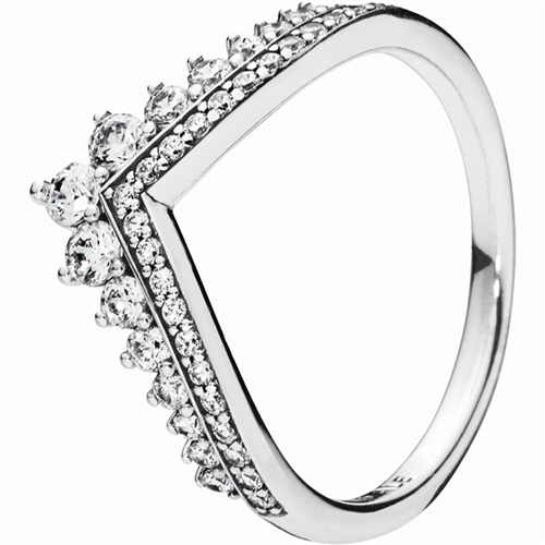 Tiara wishbone 14k gold-plated ring with clear cubic zirconia