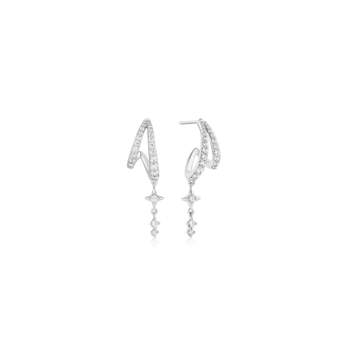 Ania Haie Silver Star Drop Stud Earrings