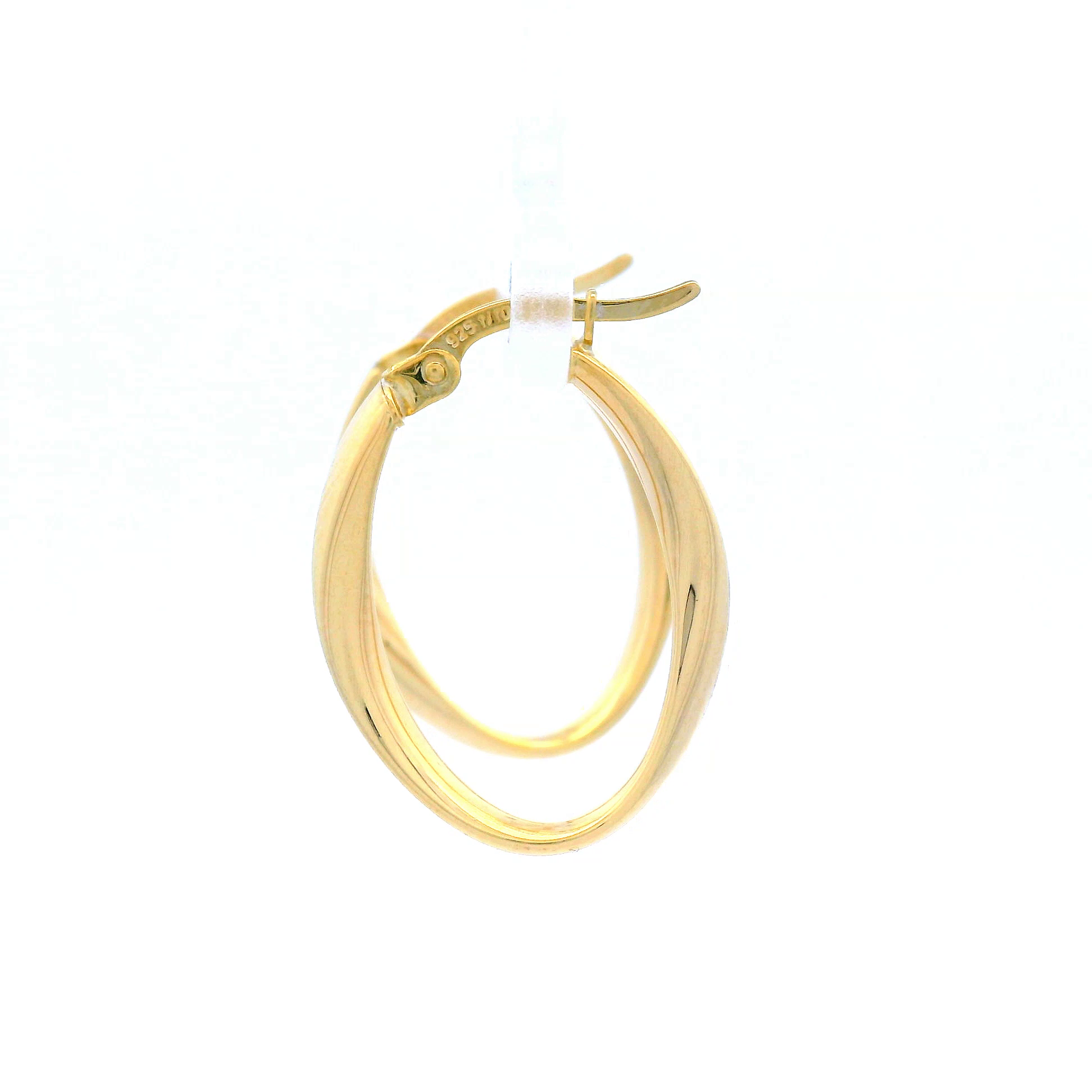 Twisted Hoop Earrings In 9 Carat Yellow Gold Silver Bonded