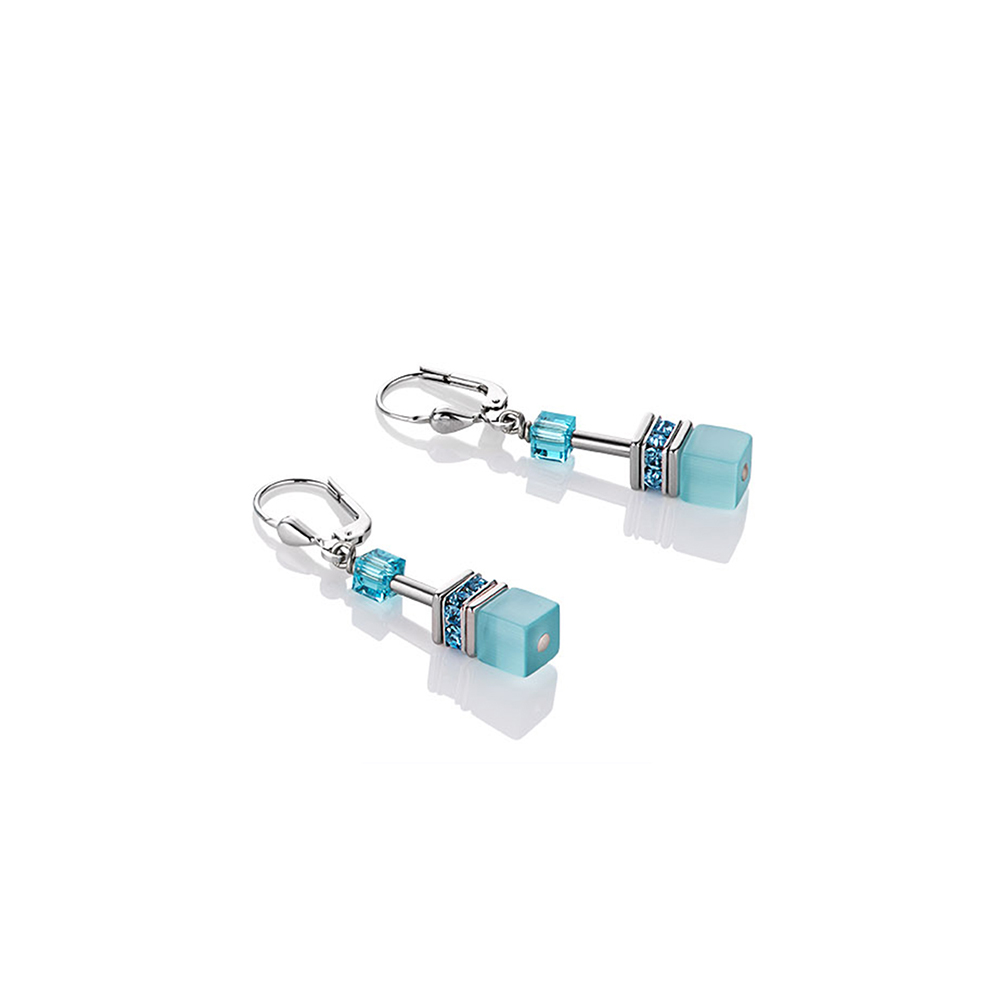 Geo Cube Rhinestone and Glass Earrings