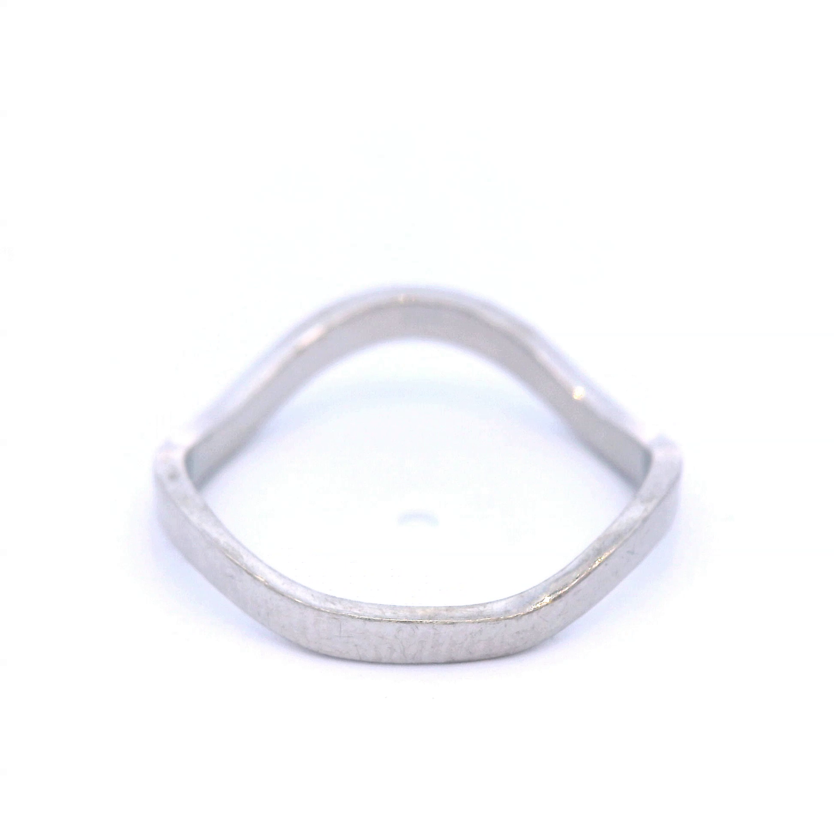 9CT WHITE GOLD PLAIN WAVE RING