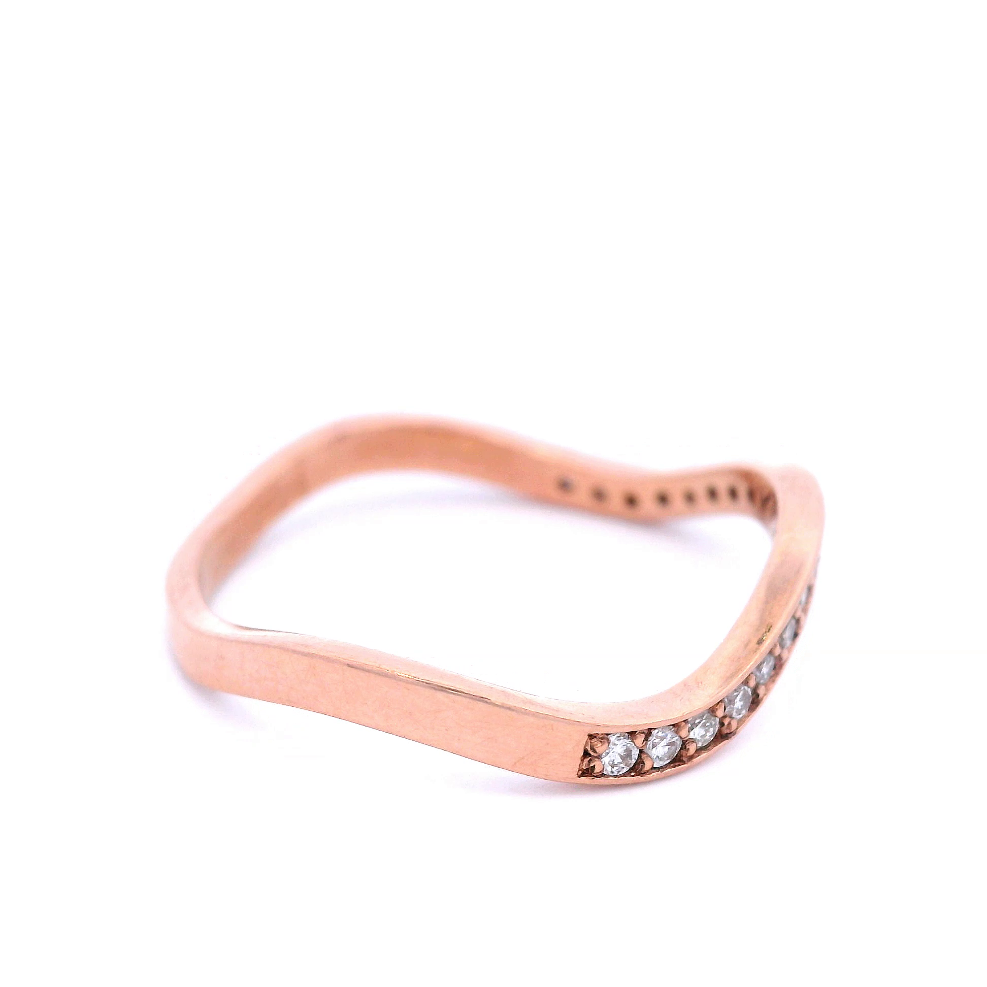 Diamond Set Wave Ring in Rose Gold