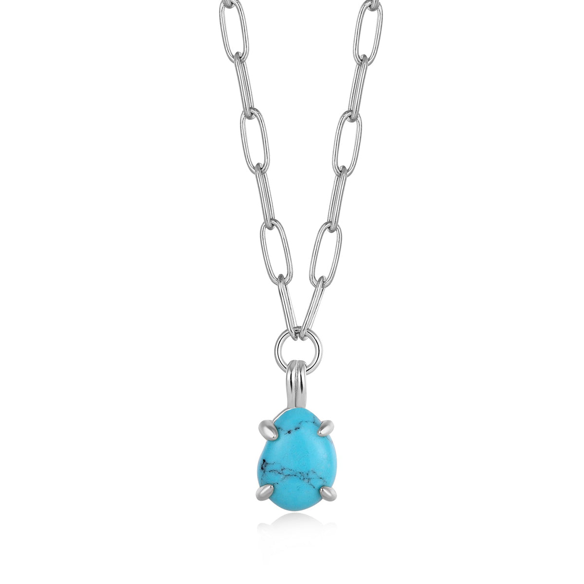 AniaHaie Silver Turquoise Chunky Chain Drop Pendant Necklace