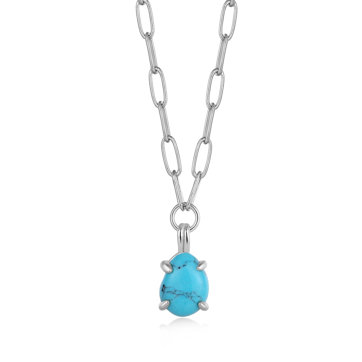 AniaHaie Silver Turquoise Chunky Chain Drop Pendant Necklace