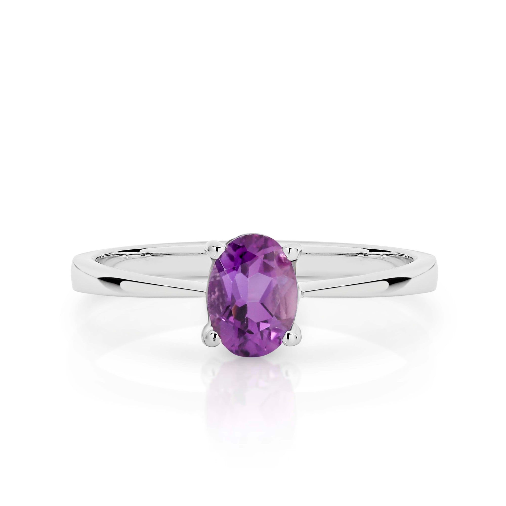 Sterling Silver Amethyst Oval Ring