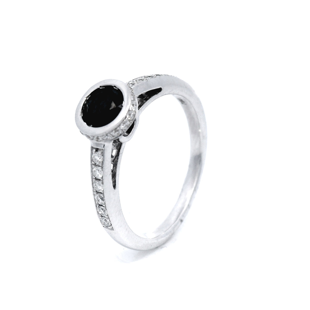 Black Diamond Ring in 18 Carat White Gold