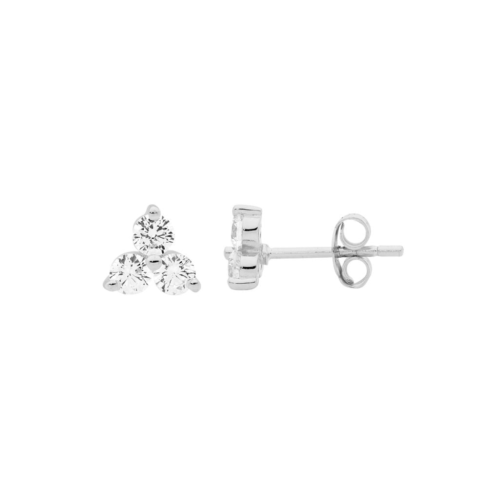 Ellani Cubic Zirconia Claw Set Stud Earrings