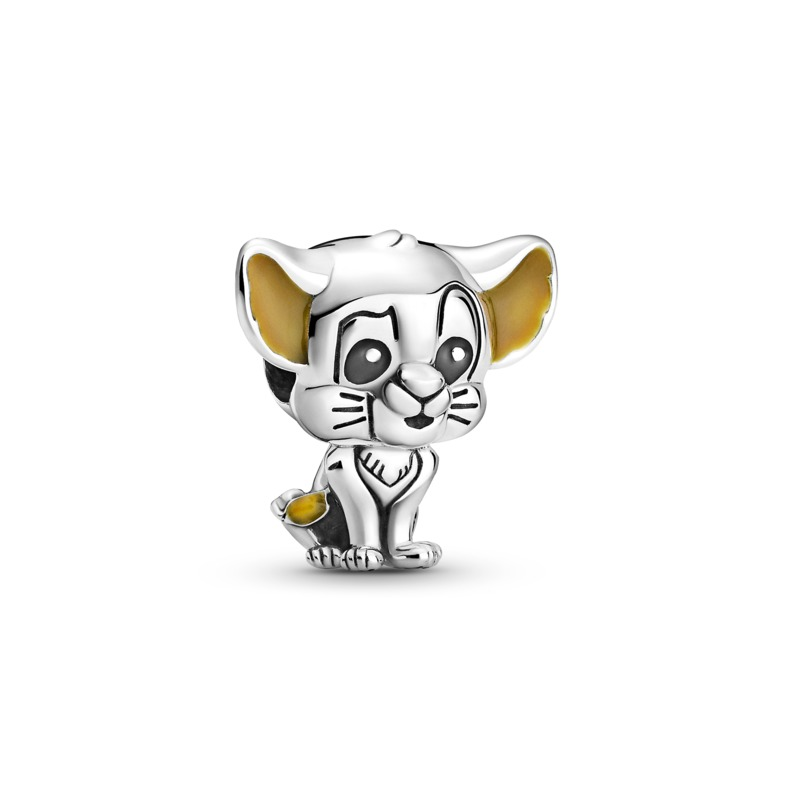 Pandora Disney Simba sterling silver charm with black and orange enamel