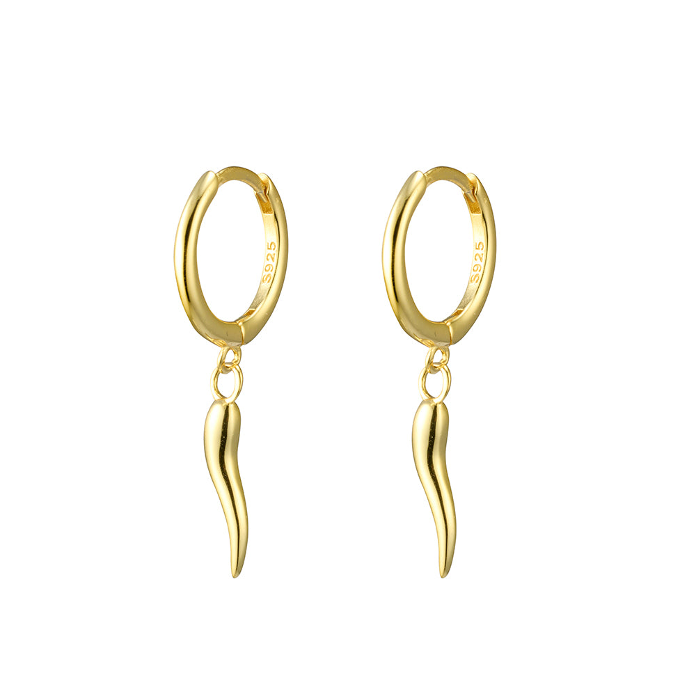 Plain Huggie Earrings Cornicello Charm