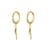 Plain Huggie Earrings Cornicello Charm