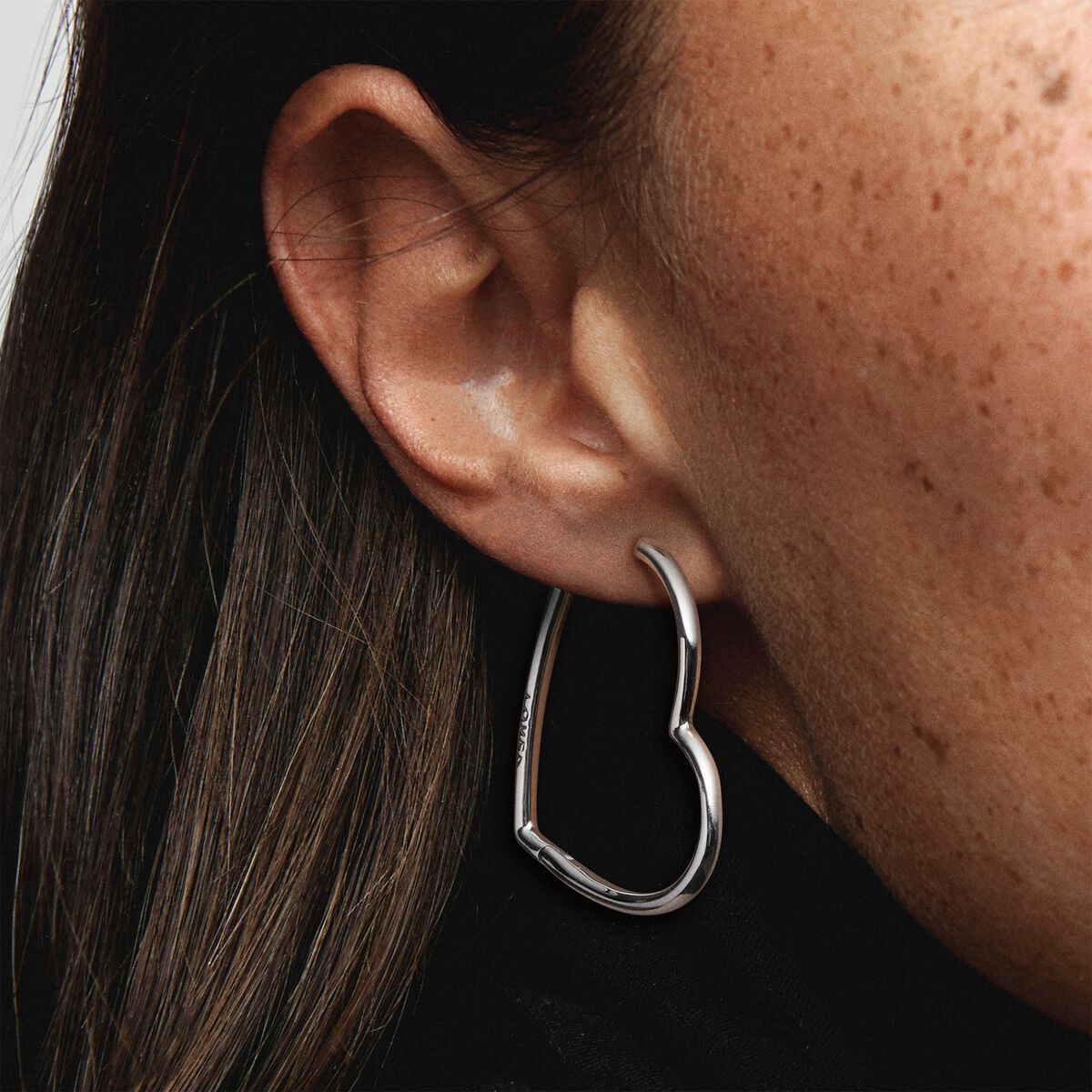 Pandora Asymmetrical Heart Hoop Earrings