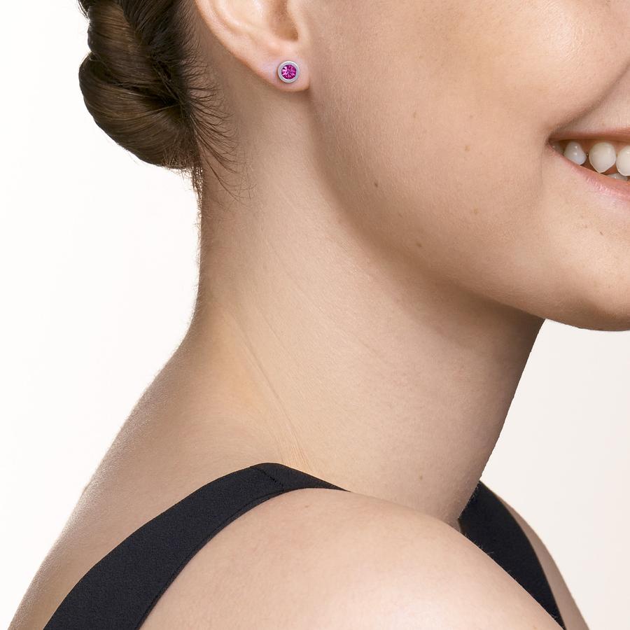 Coeur de Lion Silver Pink Crystal Stud Earrings