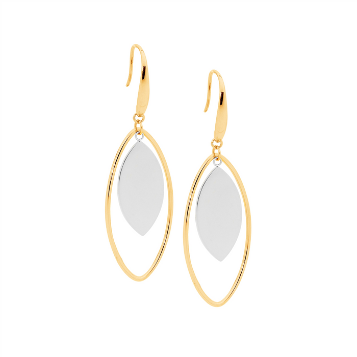 Stainless Steel Open Tear Drop in Gold IP Plating w/steel solid cntre