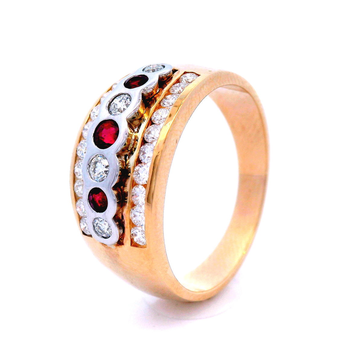 Natural Ruby and Diamond Dress Ring 9 carat Yellow Gold