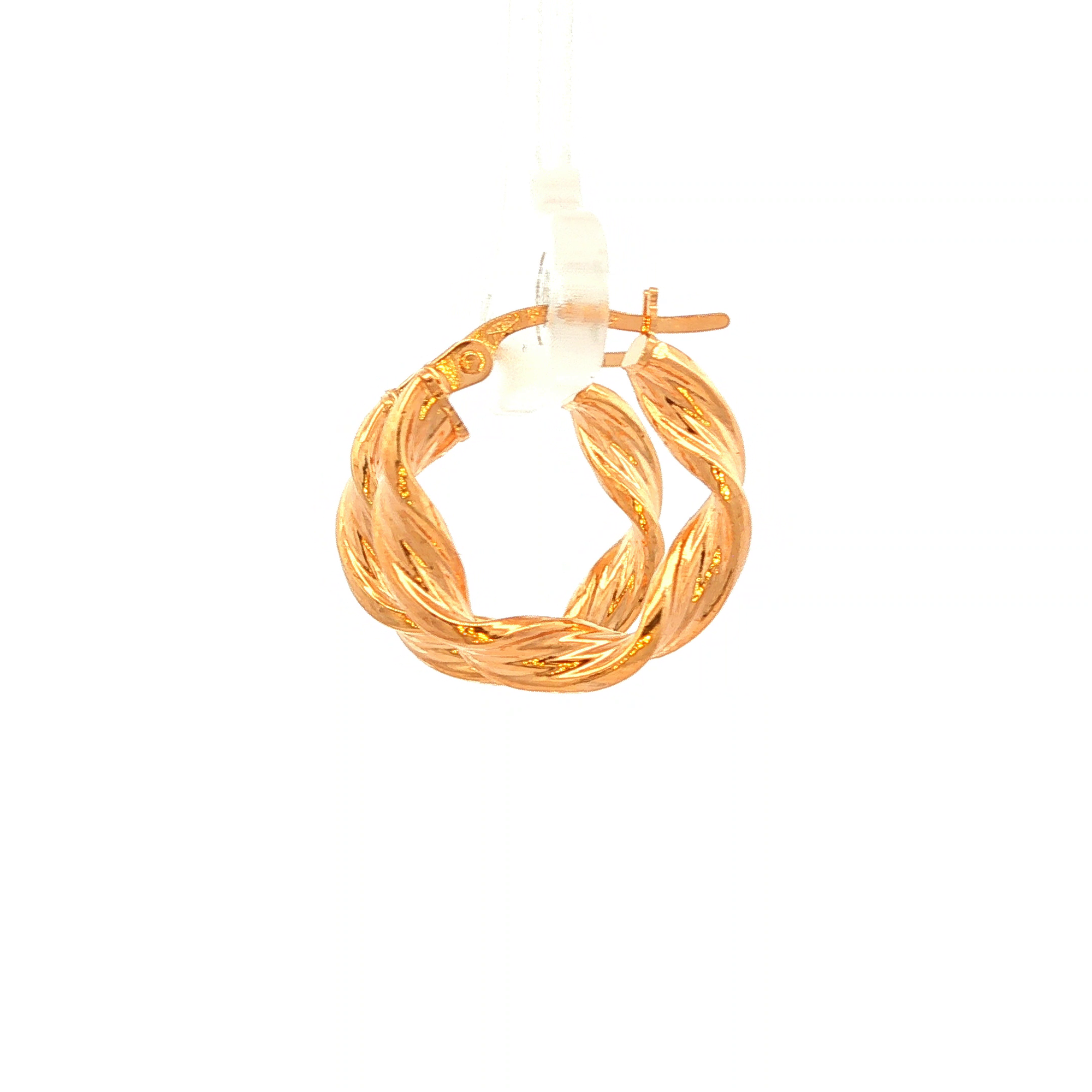 Fancy Twist Hoop Earring in Yellow Gold