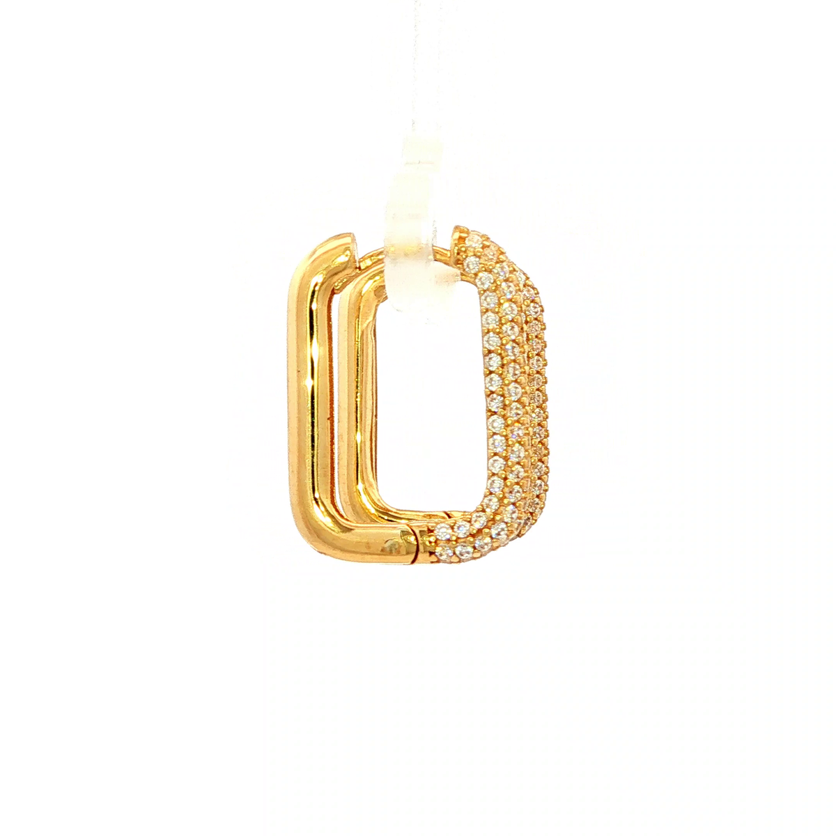 Encrusted  Oval Huggie in Yellow Gold