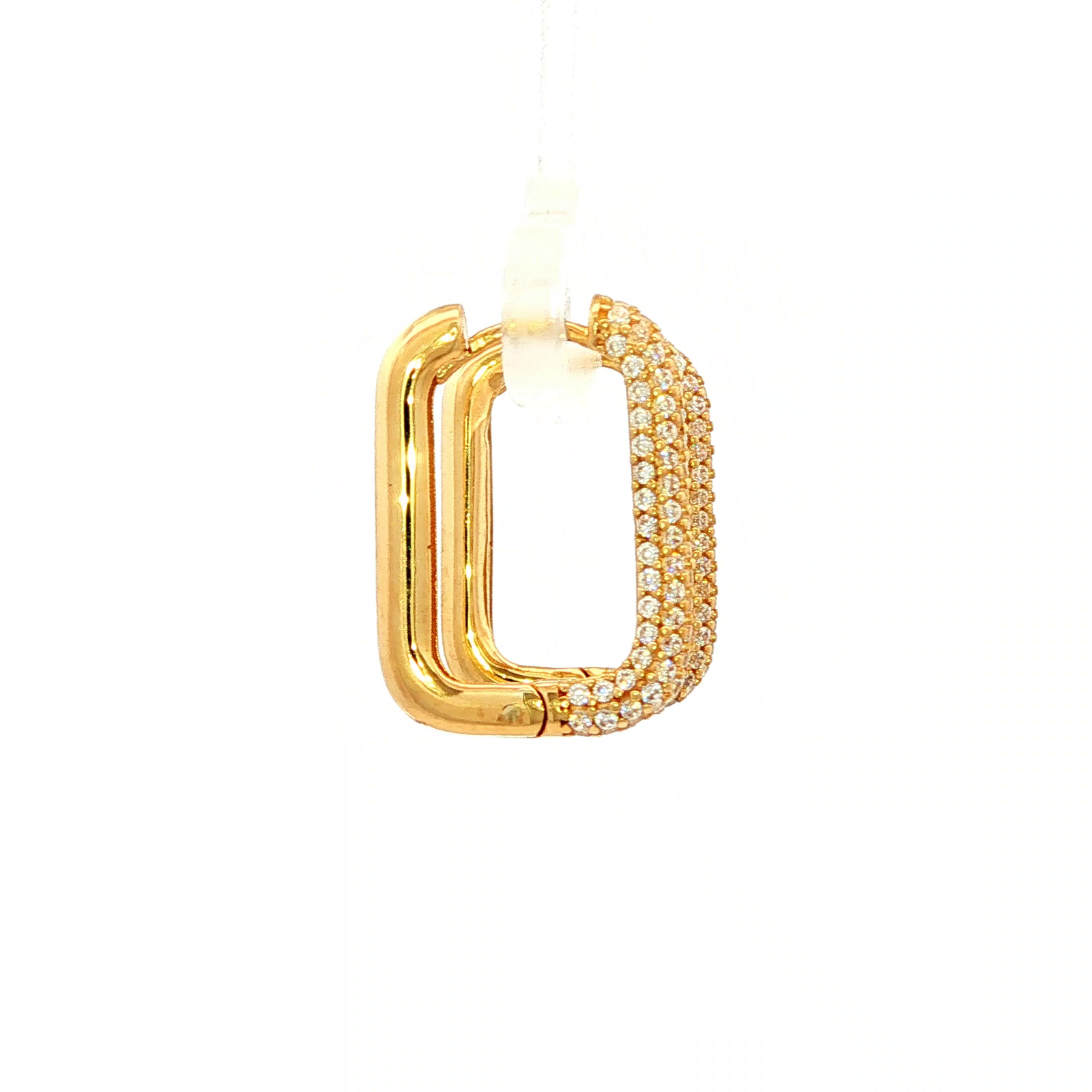 Encrusted  Oval Huggie in Yellow Gold