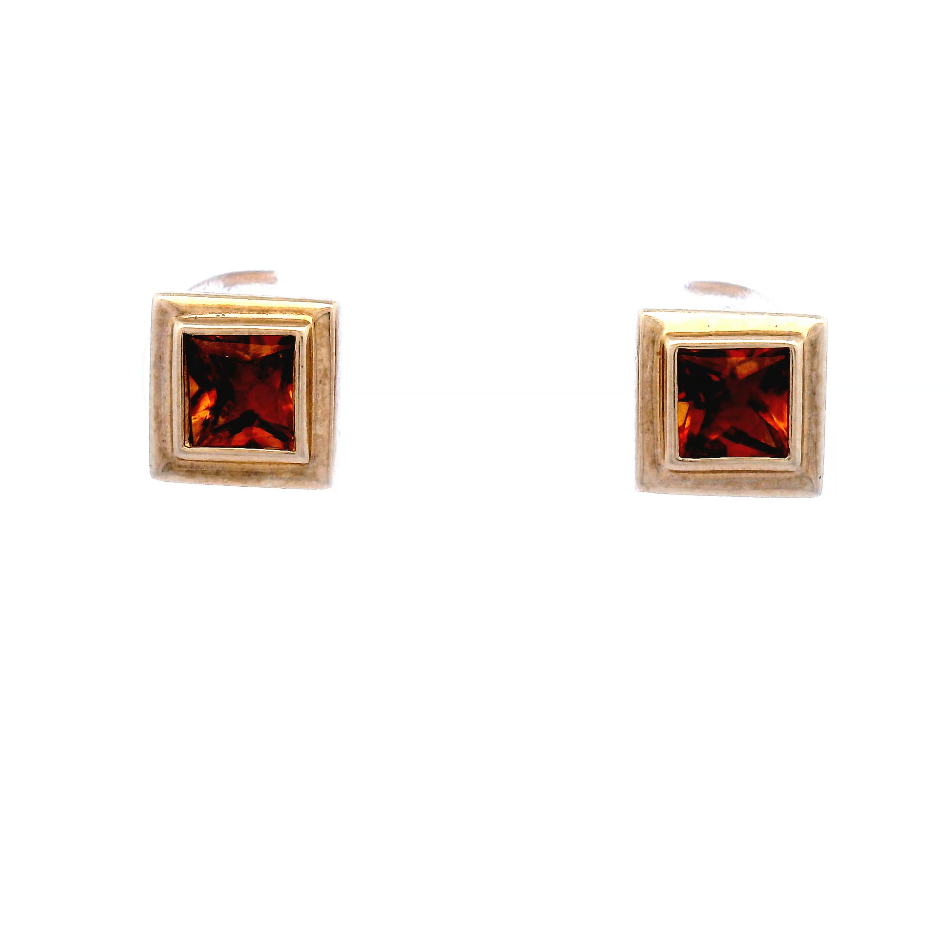 9ct Gold Citrine Princess Cut Bezel Studs