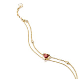 THOMAS SABO Two-Row Bracelet with Red Heart Stone Gold