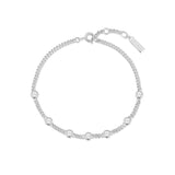 Silver Multi Station Round Stone Chain Bracelet
