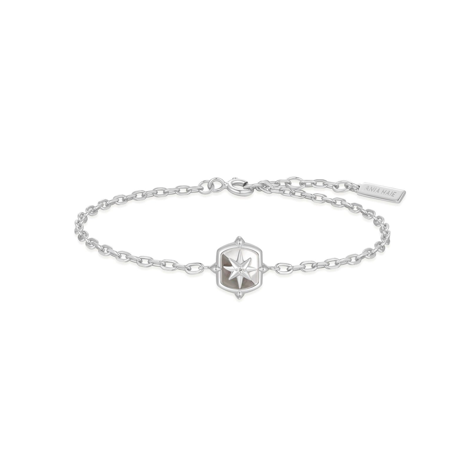 Ania Haie Silver Colour-Block Mother of Pearl Star Bracelet