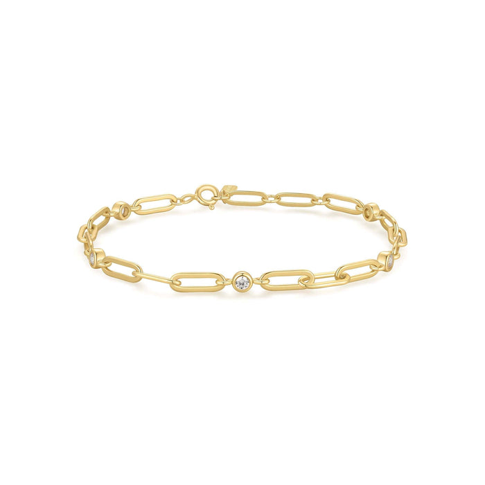 Ania Haie Gold Bezel Station Paper Clip Chain Bracelet
