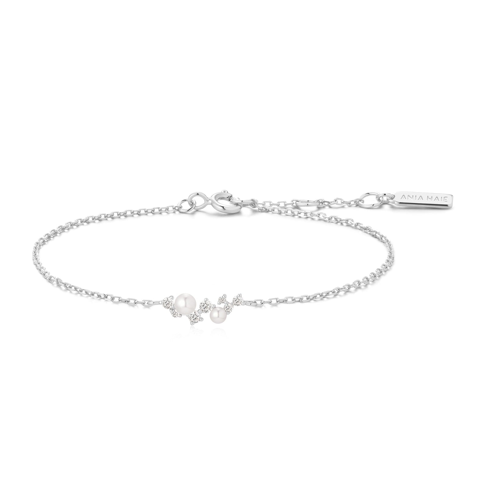 Ania Haie Silver Shell Pearl Cluster Bracelet