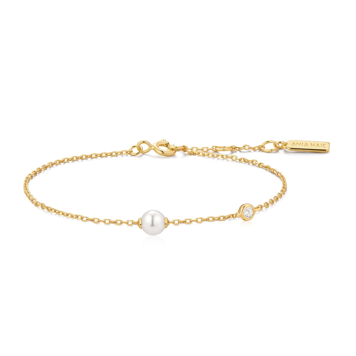 Ania Haie Gold Shell Pearl &amp; Bezel-Set Sparkle Bracelet