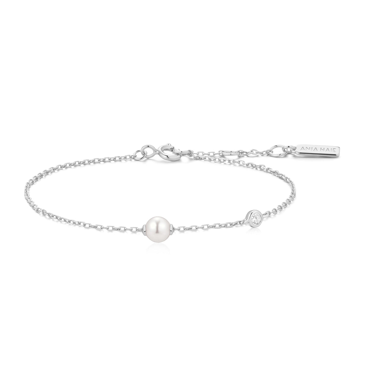 Ania Haie Silver Shell Pearl &amp; Bezel-Set Sparkle Bracelet