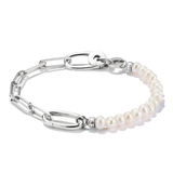 THOMAS SABO Connect Charm Bracelet Paperclip with Pearls Silver