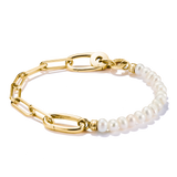 THOMAS SABO Connect Charm Bracelet Paperclip with Pearls Gold