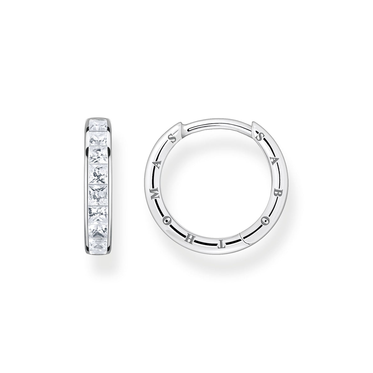 THOMAS SABO Hoop Earrings White Stones Silver