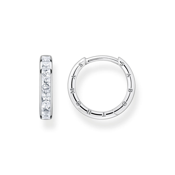 THOMAS SABO Hoop Earrings White Stones Silver