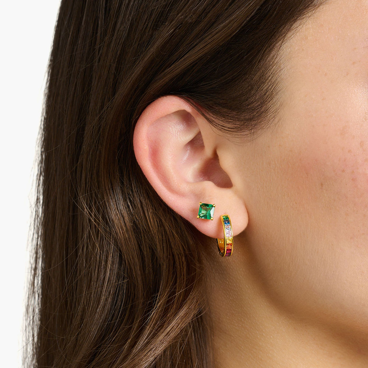 THOMAS SABO Hoop earrings colourful stones pavÃÂ© gold
