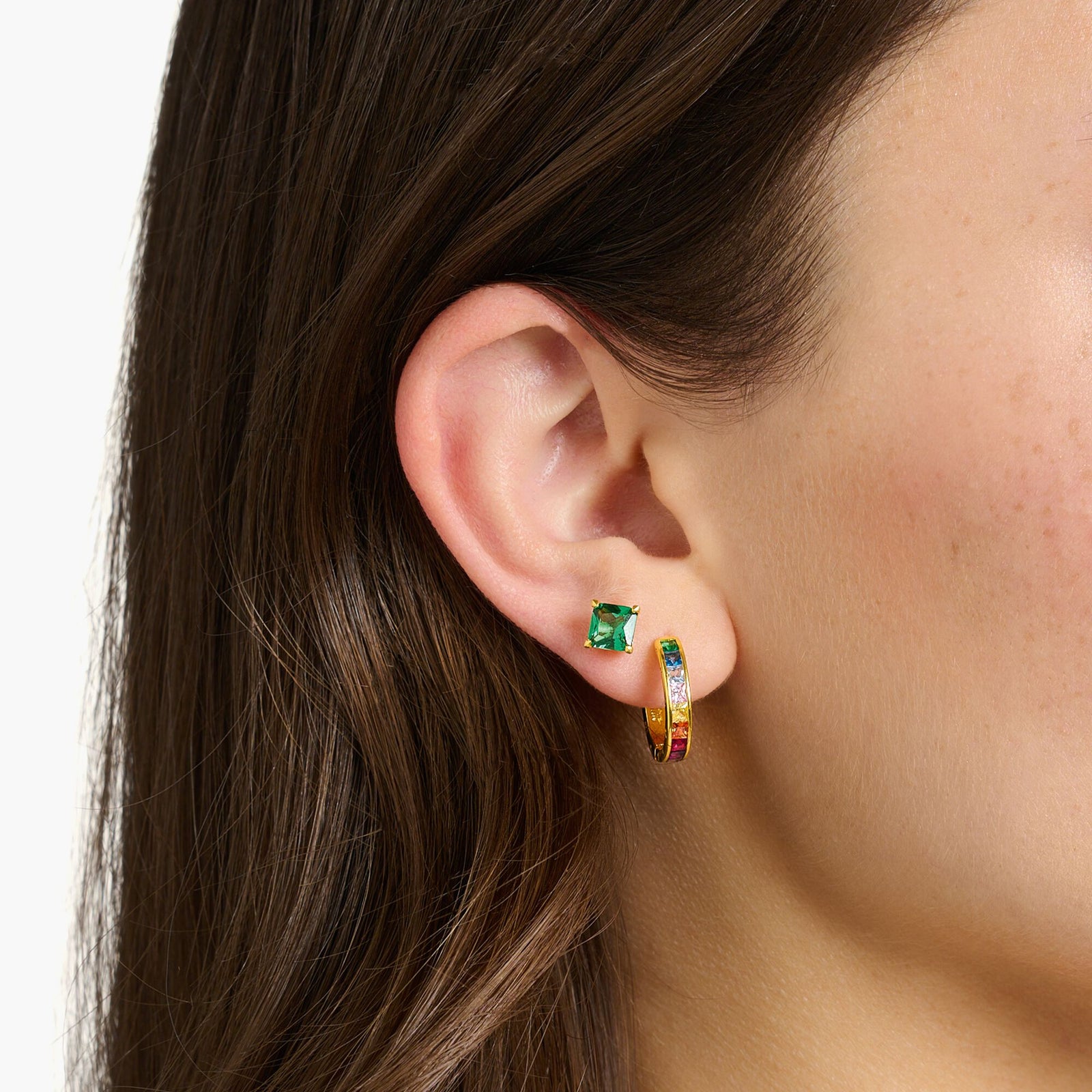 THOMAS SABO Hoop earrings colourful stones pavÃÂ© gold