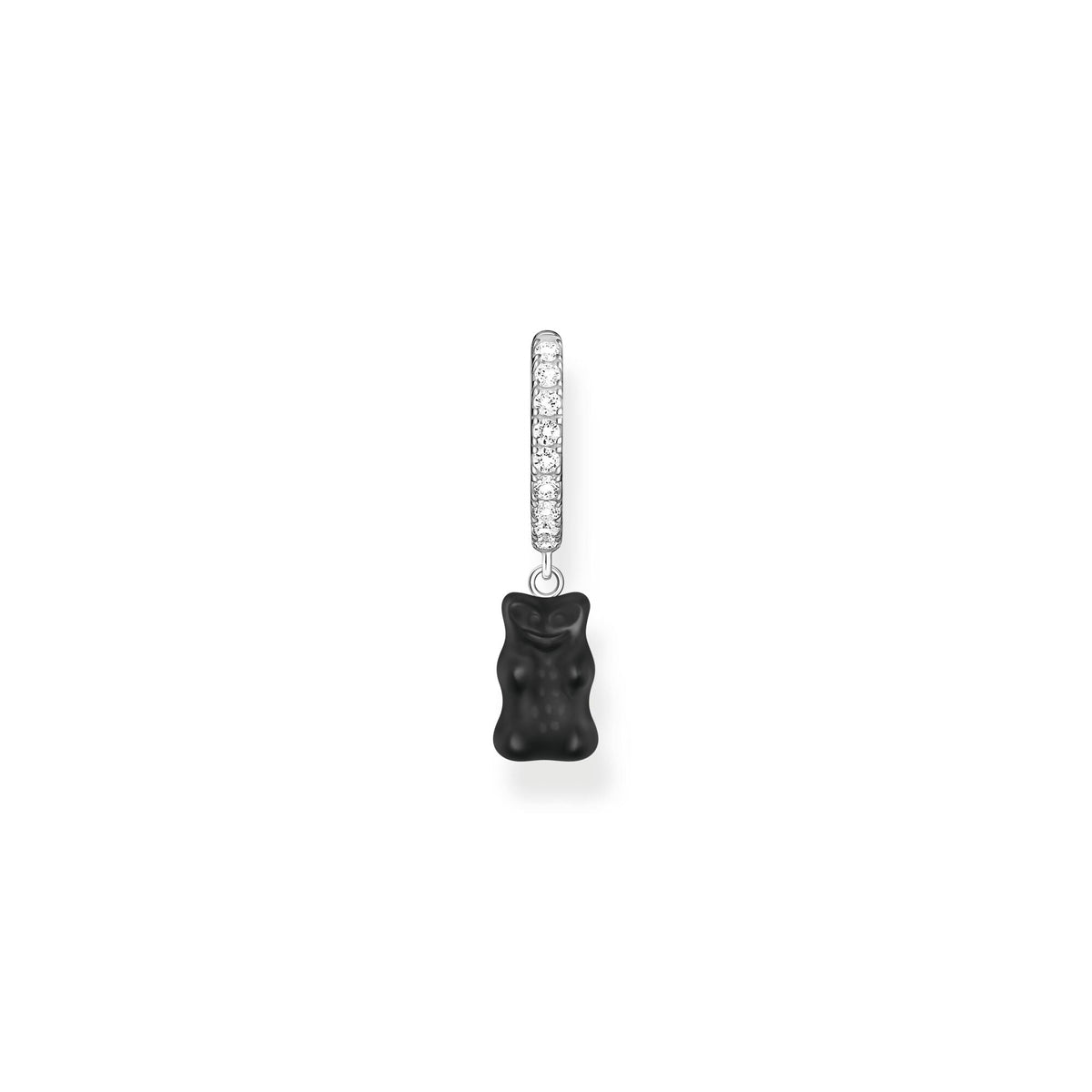 THOMAS SABO Single hoop earring with black Goldbear pendant &amp; zirconia